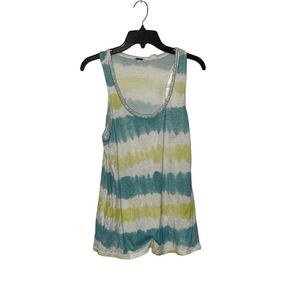 Miss Me Women Size Medium Muscle Tank Top Scoop Neck Relaxed Multicolor Striped